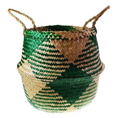 Woven Seagrass Basket - Natural & Green