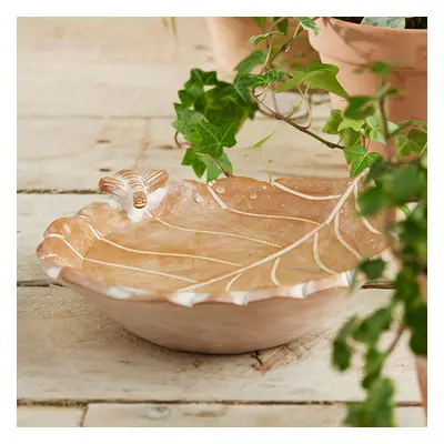 Terracotta Leaf Bird Bath and Feeder - Bee