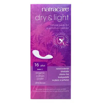 Natracare Organic Cotton Dry & Light Incontinence Pads - Plus - Pack of 16