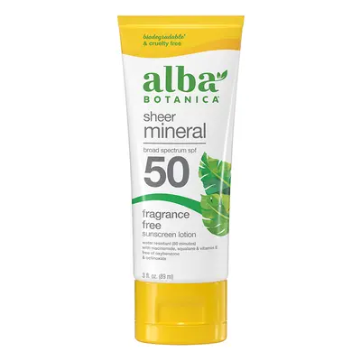 Alba Botanica Sheer Mineral Fragrance Free Sunscreen SPF50 - 89ml