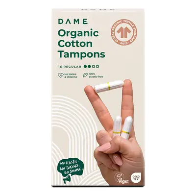 DAME Organic Cotton Tampons - Regular - Pack of 16