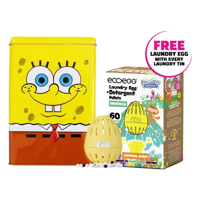 Ecoegg x SpongeBob Storage Tin with Free Laundry Egg - Tropical Burst Bio - 60 Washes