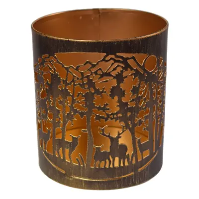 Metal Deer in Woodland Die Cut Tealight Holder - 13cm