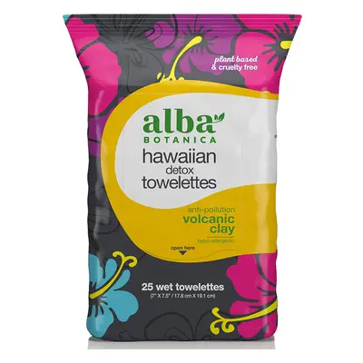 Alba Botanica Volcanic Clay Detox Towelettes - Pack of 25