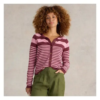 White Stuff Organic Lulu Stripe Cardi - Pink Multi