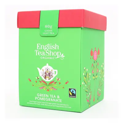 English Tea Shop Organic & Fairtrade Premium Whole Leaf Green & Pomegranate Tea - 80g