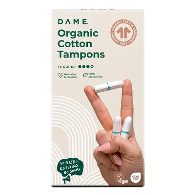 DAME Organic Cotton Tampons - Super - Pack of 16