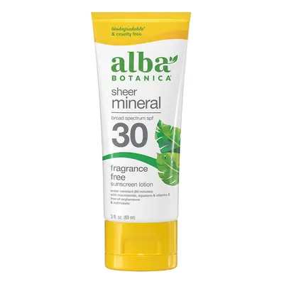 Alba Botanica Sheer Mineral Fragrance Free Sunscreen SPF30 - 89ml