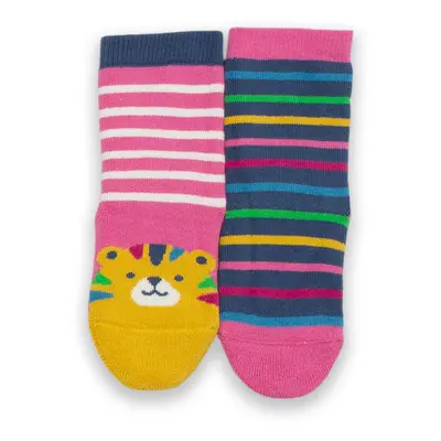 Kite Tiger Face Grippy Socks Blush