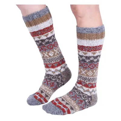 Classic Fairisle Long Socks - Grey