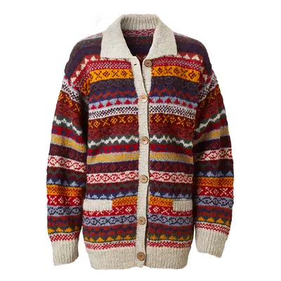 Hand Knitted Wool Fairisle Cardigan - Cream