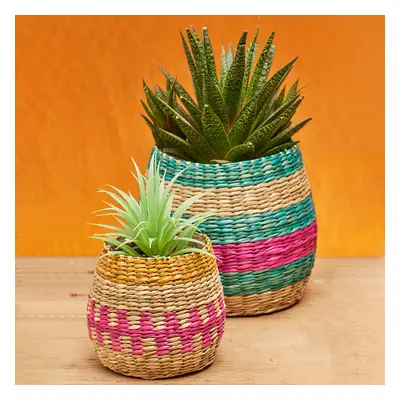 Stripe Seagrass Planters - Set of 2