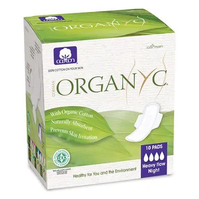 Organyc Organic Cotton Pads - Night Heavy Flow with Wings - Box of 10