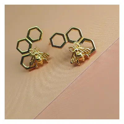 Vurchoo Gold Bumblebee Stud Earrings