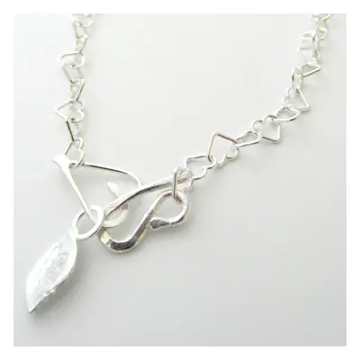 La Jewellery Recycled Beaten Heart Silver Necklace