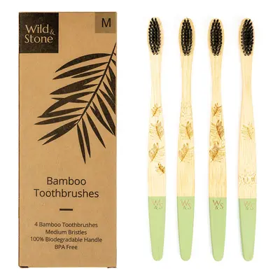 Wild & Stone Adult Bamboo Toothbrush - Medium - Pack of 4