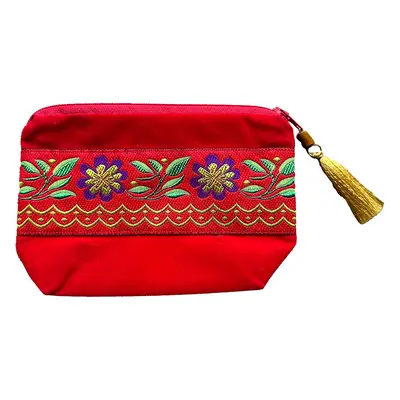 Ecuadorian Velvet Purse - Red Flower