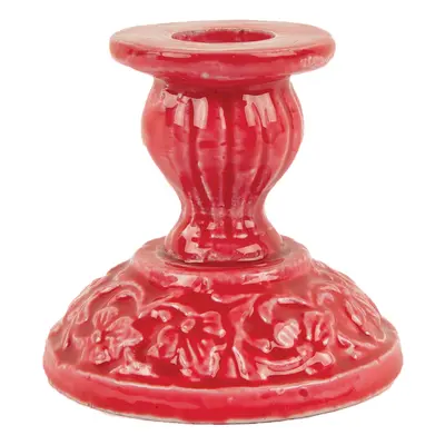 Ian Snow Moulded Metal Ceramic Candle Holder - Carmine