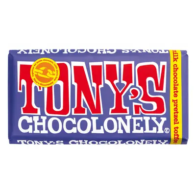 Tony's Chocolonely Dark Milk Chocolate with Pretzel and Toffee - 180g