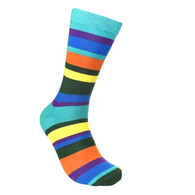 Striped Bamboo Socks - Teal - UK7-12