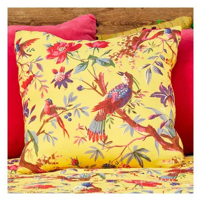 Bird Of Paradise Print Cushion Cover - Yellow - 45 x 45cm