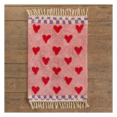 Ian Snow Agatha Pink & Red Heart Recycled Cotton Rug