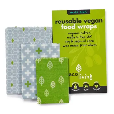 EcoLiving Reusable Vegan Food Wraps - Set of 3