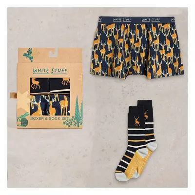 White Stuff Organic Boxers & Socks Gift Set - Stag