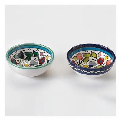 Hand Painted Ceramic Floral Dipping & Spice Bowl - Set of 2