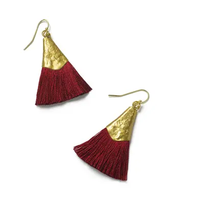 So Just Shop Gold Kiara Earring - Red Tassel