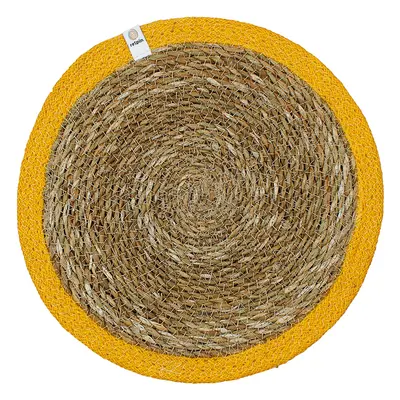 Round Seagrass & Jute Tablemat - Yellow