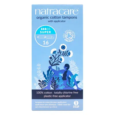 Natracare Organic Cotton Tampons with Applicator - Super - Pack of 16