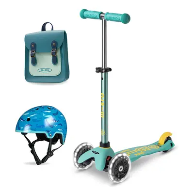 Micro Eco Mini Deluxe Scooter & Helmet - Mint with Aqua & Teal Satchel