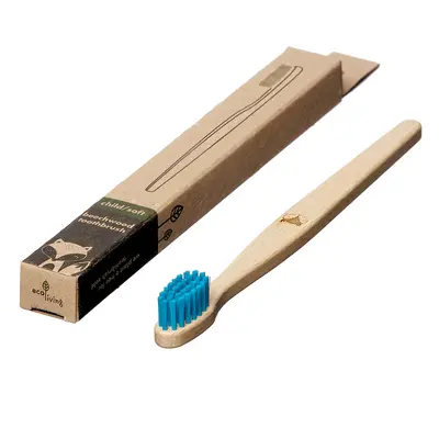 EcoLiving Kids Beech Wood Toothbrush - Fox - Blue Bristles