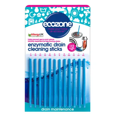 Ecozone Enzymatic Drain Cleaning Sticks - Pack of 12