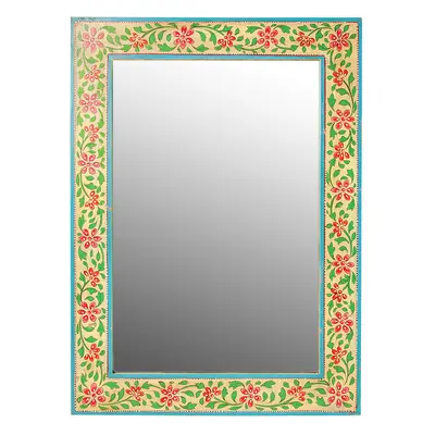 Hand Painted Wooden Wall Mirror - 40 x 55cm