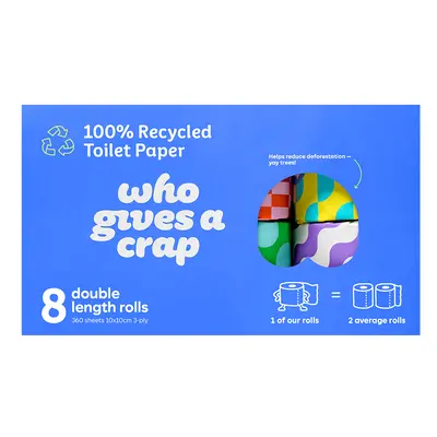 Who Gives a Crap Recycled Double Length Toilet Tissue - 8 Rolls