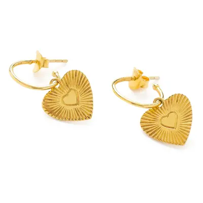 So Just Shop Gold Lira Heart Charm Hoop Earrings