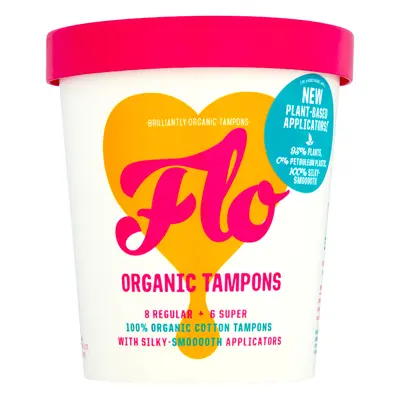 FLO Organic Eco-Applicator Tampons Regular & Super Combo Pack - Pack of 14