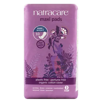 Natracare Organic Cotton Maxi Pads - Night Time - Pack of 10