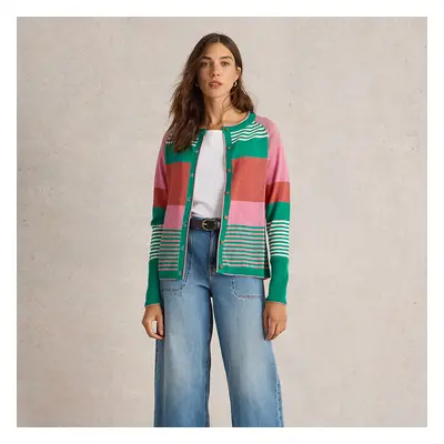 White Stuff Lulu Stripe Cardi - Pink & Green