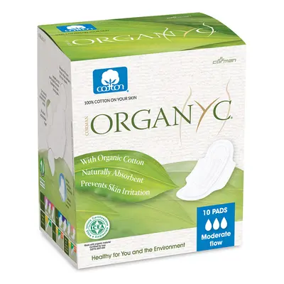 Organyc Organic Cotton Pads - Moderate Flow with Wings - Box of 10