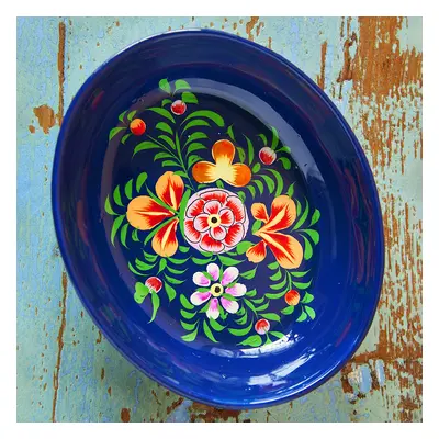 Hand Painted Oval Trinket Dish - Blue