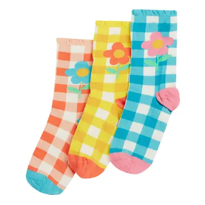 Frugi Freya Frilled Gingham Socks - Pack of 3