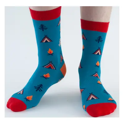 Doris & Dude Blue Camping Bamboo Socks - UK 7-11