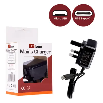 Original Mains Charger for all TTfone models - MicroUSB & Type-C Cable for TT950