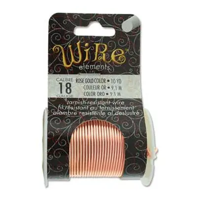 Wire Elements, 18 Gauge, Rose Gold Colour, Tarnish Resistant, Medium Temper, 10yd/9.14m