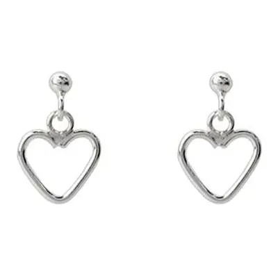 Sterling Silver Heart Design Drop Earrings