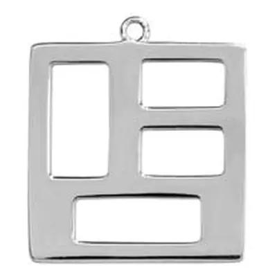 Sterling Silver Geometric Square Connector 20mm