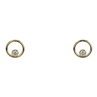 Gold Filled Circle With White Cubic Zirconia Design Stud Earrings